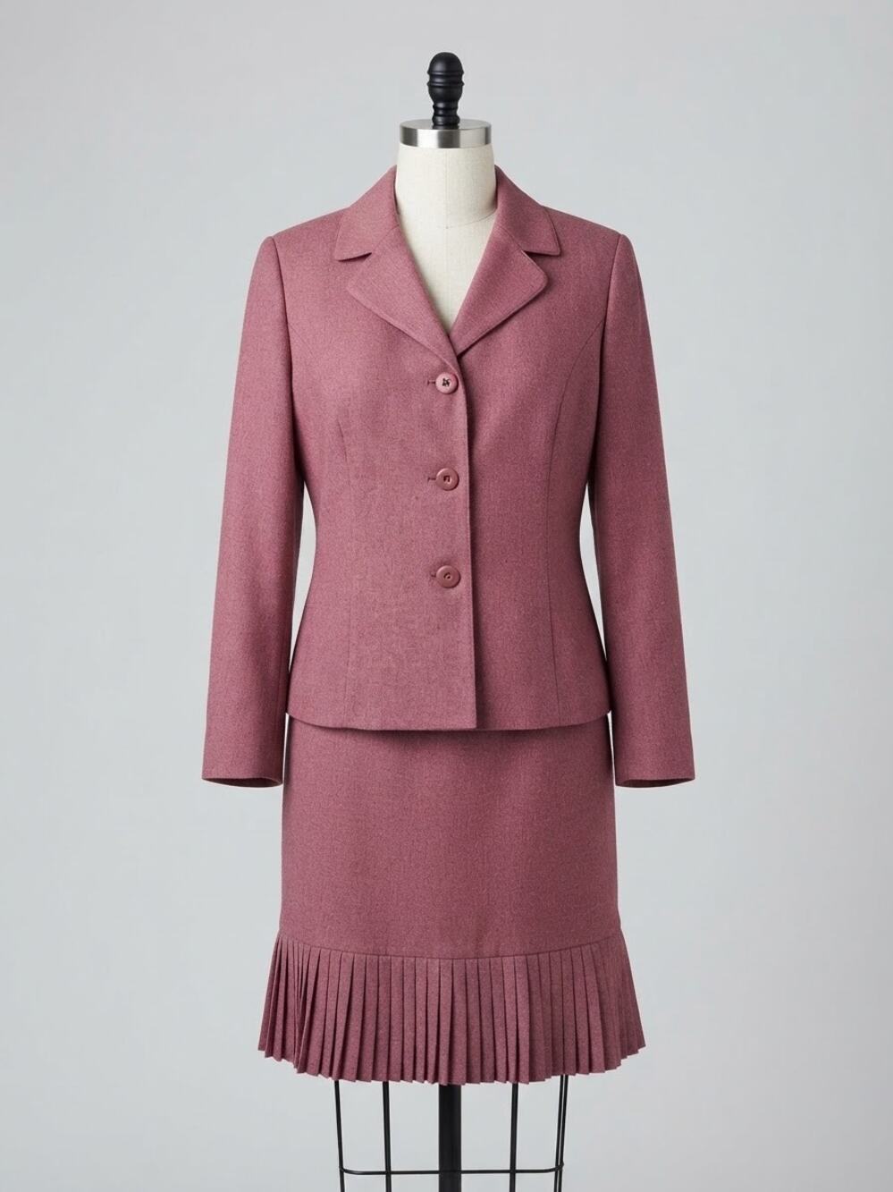 Jones Wear Dusty Rose Chevron Textured Skirt Suit Set - Size 12